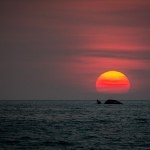 Fischer im Sonnenuntergang der Andaman Sea